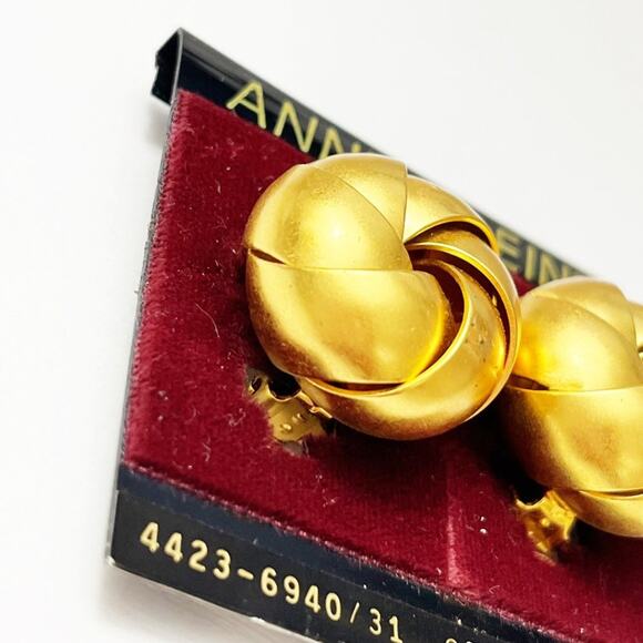 Anne Klein Vintage Brushed Gold Spiral Clip Earrings - Picture 3 of 5